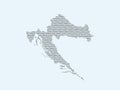 Croatia vector map illustration using binary digits or numbers on light background to mean digital country