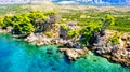 Croatia: View from the beach promenade to the adriatic sea near village Makarska Royalty Free Stock Photo