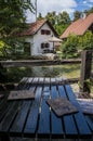 Rastoke, Plitvice lakes area, Croatia, Europe, water mills, river, wooden houses, landscape, skyline Royalty Free Stock Photo