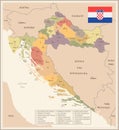 Croatia - vintage map and flag - Detailed Vector Illustration Royalty Free Stock Photo