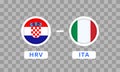 Croatia vs Italy Match Design Element. Flag Icons isolated on transparent background. Football Championship Competition Royalty Free Stock Photo