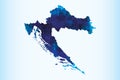 Croatia watercolor map vector illustration of blue color on light background using paint brush in paper page