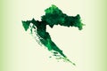 Croatia watercolor map vector illustration of green color on light background using paint brush in paper page