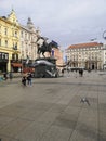 Croatia / Zagreb / Main Square Pigeons Flying