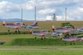 Croatian Air Force Pilatus PC-9M military trainer aircraft of the Wings of Storm formation aerobatic display team