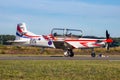 Croatian Air Force Pilatus PC-9 trainer plane taxiing at Kleine-Brogel airbase. Belgium - September 14, 2019