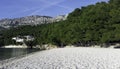 Croatian beach and Adriatic Sea in Brela, Makarska Riviera, Dalmatia, Croatia Royalty Free Stock Photo