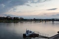 Croatian Border Police with their boats observing boundary between Bosnia and Herzegovina and Croatia, an official border crossing