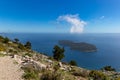 The Croatian coast and Adriatic sea from Dubrovnik`s shoreline Royalty Free Stock Photo