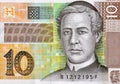 Croatian currency note 10 Kuna banknote macro