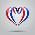 Croatian flag heart-shaped ribbon. Vector illustration.