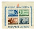 Croatian historical stamps: release in support of the Croatian legions 1943, Pro-German troops. Aviation, Navy, Infantry, SS divi