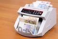 Croatian money in a counting machine Royalty Free Stock Photo