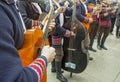 Croatian musicians in traditional costumes Royalty Free Stock Photo