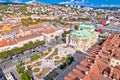 Croatian national theater in Rijeka square aerial view, fountain and architecture