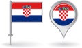 Croatian pin icon and map pointer flag. Vector