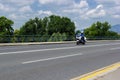 Croatian police, motorcycle and cars driving on the road