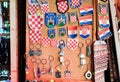 Croatian souvenirs for sale at gift store located in central farmers ' market Dolac. Gornji Grad. Zagreb