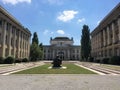 Croatian State Archive and statue of writer Marko Marulic