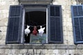 Croatian window with local art - Dubrovnik, Dalmatia, Croatia