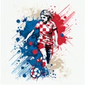 Croatian woman soccer poster. Abstract Croatia football background. Croatian national football player. Croatia soccer team