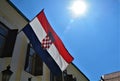 Croation flag against blue sky in Zagreb