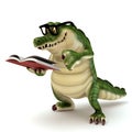 Croc reading book Royalty Free Stock Photo