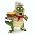 Croc showing burger