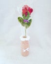 Crochet Acrylic Yarn Glass Vase Rose