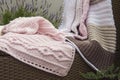Crochet, Baby Blankets on Sofa Royalty Free Stock Photo