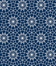 Crochet blue and white snowflakes seamless pattern, vector Royalty Free Stock Photo