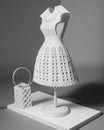 Crochet filigree design along the gingham hemline. AI generation