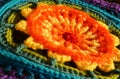 Crochet flower or sun background