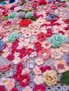 Crochet flowers handmade, typical grandma`s hobby