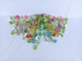 crochet garlands flowers with leaves multicolor handmade background texture