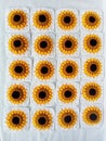 Crochet granny squares sunflower pattern handmade background texture