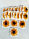 Crochet granny squares sunflower pattern handmade background texture