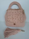 Crochet handmade beautiful shoulder bag Royalty Free Stock Photo