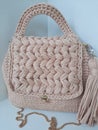 Crochet handmade beautiful shoulder bag Royalty Free Stock Photo