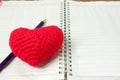 Crochet heart red color Royalty Free Stock Photo