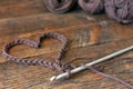 Crochet Heart Symbol and Crochet Hook Royalty Free Stock Photo