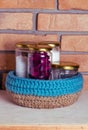 Crochet knitt basket Royalty Free Stock Photo
