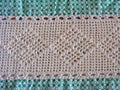 Crochet pattern, homemade lace, nice wedding or other background. Knitted frame with handmade needlework.