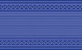 Crochet pattern, Vector cross stitch geometric background, Blue Knitted ethnic abstract beautiful style Royalty Free Stock Photo