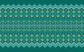 Crochet pattern, Vector cross stitch oriental background, Green pattern knitted ethnic retro jacquard style Royalty Free Stock Photo