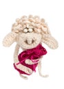 Crochet sheep with Christmas gift bag