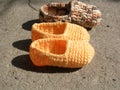Crochet slippers crocheted.