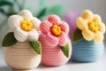 Crochet spring flowers. Gift for Mother's day, Easter, Woman's day, 8 March, birthday, anniversary, Valentines