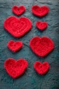 Crochet valentine hearts. Royalty Free Stock Photo