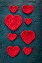 Crochet valentine hearts. Royalty Free Stock Photo